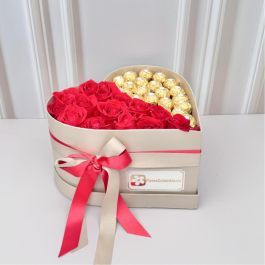 Caja de Lujo con Rosas y Chocolates